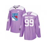 Youth Adidas New York Rangers #99 Wayne Gretzky Purple Authentic Fights Cancer Stitched NHL Jersey