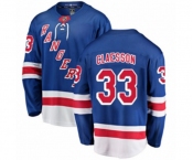 Youth New York Rangers #33 Fredrik Claesson Fanatics Branded Royal Blue Home Breakaway NHL Jersey