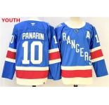 Youth new york rangers #10 artemi panarin blue 2025 with a patch stitched hockey jersey
