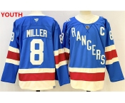 Youth new york rangers #8 jt miller blue 2025 with c patch stitched hockey