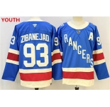 Youth new york rangers #93 mika zibanejad blue with a patch stitched hockey jersey