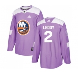Adidas New York Islanders #2 Nick Leddy Authentic Purple Fights Cancer Practice NHL Jersey