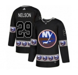 Adidas New York Islanders #29 Brock Nelson Authentic Black Team Logo Fashion NHL Jersey