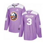 Adidas New York Islanders #3 Adam Pelech Authentic Purple Fights Cancer Practice NHL Jersey