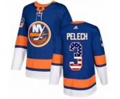Adidas New York Islanders #3 Adam Pelech Authentic Royal Blue USA Flag Fashion NHL Jersey