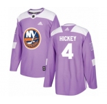 Adidas New York Islanders #4 Thomas Hickey Authentic Purple Fights Cancer Practice NHL Jersey