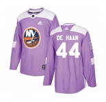 Adidas New York Islanders #44 Calvin de Haan Authentic Purple Fights Cancer Practice NHL Jersey