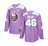 Adidas New York Islanders #46 Bode Wilde Authentic Purple Fights Cancer Practice NHL Jersey