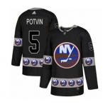 Adidas New York Islanders #5 Denis Potvin Authentic Black Team Logo Fashion NHL Jersey