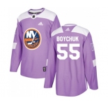 Adidas New York Islanders #55 Johnny Boychuk Authentic Purple Fights Cancer Practice NHL Jersey