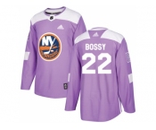 Men Adidas New York Islanders #22 Mike Bossy Purple Authentic Fights Cancer Stitched NHL Jersey