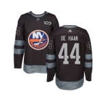 Men Adidas New York Islanders #44 Calvin De Haan Black 1917-2017 100th Anniversary Stitched NHL Jersey