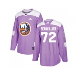 Men Adidas New York Islanders #72 Anthony Beauvillier Purple Authentic Fights Cancer Stitched NHL Jersey