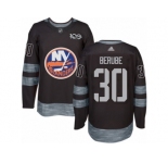 Men's Adidas New York Islanders #30 Jean-Francois Berube Authentic Black 1917-2017 100th Anniversary NHL Jersey