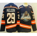 Men's New York Islanders #29 Brock Nelson Blue 2022 Reverse Retro Stitched Jersey