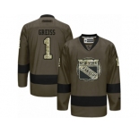 Men's Reebok New York Islanders #1 Thomas Greiss Authentic Green Salute to Service NHL Jersey