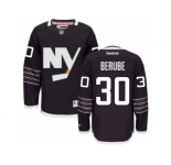 Men's Reebok New York Islanders #30 Jean-Francois Berube Authentic Black Third NHL Jersey
