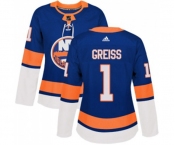 Women Adidas New York Islanders #1 Thomas Greiss Authentic Royal Blue Home NHL Jersey