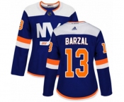 Women Adidas New York Islanders #13 Mathew Barzal Premier Blue Alternate NHL Jersey