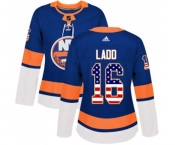 Women Adidas New York Islanders #16 Andrew Ladd Authentic Royal Blue USA Flag Fashion NHL Jersey