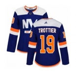 Women Adidas New York Islanders #19 Bryan Trottier Authentic Blue Alternate NHL Jersey