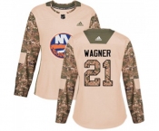 Women Adidas New York Islanders #21 Chris Wagner Authentic Camo Veterans Day Practice NHL Jersey