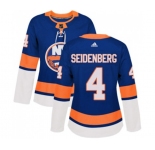 Women Adidas New York Islanders #4 Dennis Seidenberg Authentic Royal Blue Home NHL Jersey