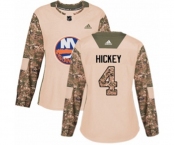 Women Adidas New York Islanders #4 Thomas Hickey Authentic Camo Veterans Day Practice NHL Jersey