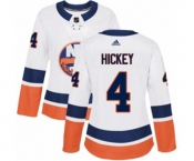 Women Adidas New York Islanders #4 Thomas Hickey Authentic White Away NHL Jersey