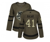 Women Adidas New York Islanders #41 Jaroslav Halak Green Salute to Service Stitched NHL Jersey