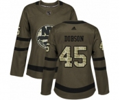 Women Adidas New York Islanders #45 Noah Dobson Authentic Green Salute to Service NHL Jersey