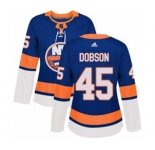 Women Adidas New York Islanders #45 Noah Dobson Authentic Royal Blue Home NHL Jersey