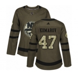 Women Adidas New York Islanders #47 Leo Komarov Authentic Green Salute to Service NHL Jersey