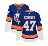 Women Adidas New York Islanders #47 Leo Komarov Authentic Royal Blue Home NHL Jersey