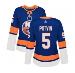 Women Adidas New York Islanders #5 Denis Potvin Premier Royal Blue Home NHL Jersey