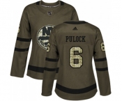 Women Adidas New York Islanders #6 Ryan Pulock Authentic Green Salute to Service NHL Jersey