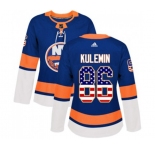 Women Adidas New York Islanders #86 Nikolay Kulemin Authentic Royal Blue USA Flag Fashion NHL Jersey