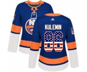 Women Adidas New York Islanders #86 Nikolay Kulemin Authentic Royal Blue USA Flag Fashion NHL Jersey