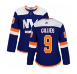 Women Adidas New York Islanders #9 Clark Gillies Premier Blue Alternate NHL Jersey