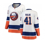 Women New York Islanders #41 Jaroslav Halak Fanatics Branded White Away Breakaway NHL Jersey