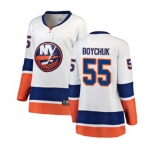 Women New York Islanders #55 Johnny Boychuk Fanatics Branded White Away Breakaway NHL Jersey