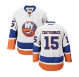 Women Reebok New York Islanders #15 Cal Clutterbuck Authentic White Away NHL Jersey
