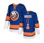 Youth Adidas New York Islanders #1 Thomas Greiss Authentic Royal Blue USA Flag Fashion NHL Jersey