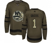 Youth Adidas New York Islanders #1 Thomas Greiss Premier Green Salute to Service NHL Jersey