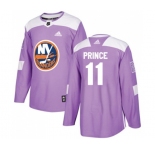 Youth Adidas New York Islanders #11 Shane Prince Authentic Purple Fights Cancer Practice NHL Jersey