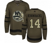 Youth Adidas New York Islanders #14 Tom Kuhnhackl Premier Green Salute to Service NHL Jersey