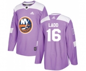 Youth Adidas New York Islanders #16 Andrew Ladd Authentic Purple Fights Cancer Practice NHL Jersey