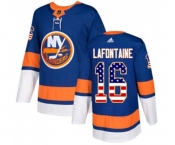 Youth Adidas New York Islanders #16 Pat LaFontaine Authentic Royal Blue USA Flag Fashion NHL Jersey