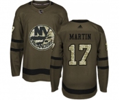 Youth Adidas New York Islanders #17 Matt Martin Authentic Green Salute to Service NHL Jersey