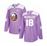 Youth Adidas New York Islanders #18 Anthony Beauvillier Authentic Purple Fights Cancer Practice NHL Jersey